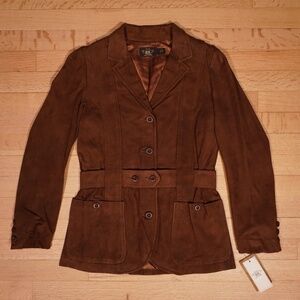 Double RL RRL Ralph Lauren Belted Suede Jacket Brown Size 1 Brand New